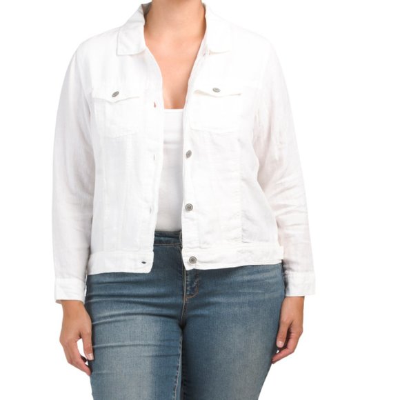 Jones New York Jackets & Coats Jones New York White Plus Linen Jean